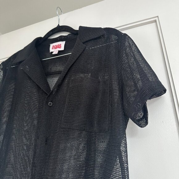 NWOT Solid & Striped The Dahlia Top Mesh Button Down Cover Up Black Size Small - Picture 7 of 10